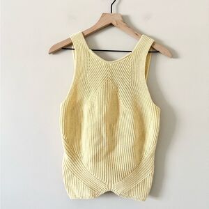 Express Knit Cotton Blend Tank in Light Yellow Size M